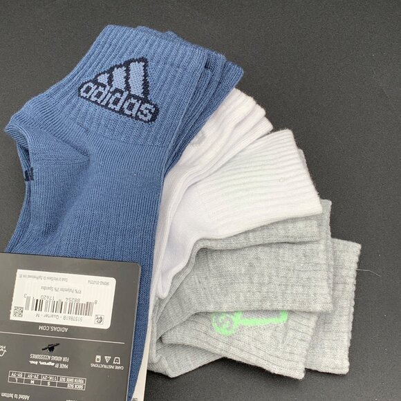 Adidas Youth Superlite 6-Pair Socks 2Y-5Y Aeroready Lightweight 97% Polyester 3% - Picture 5 of 5